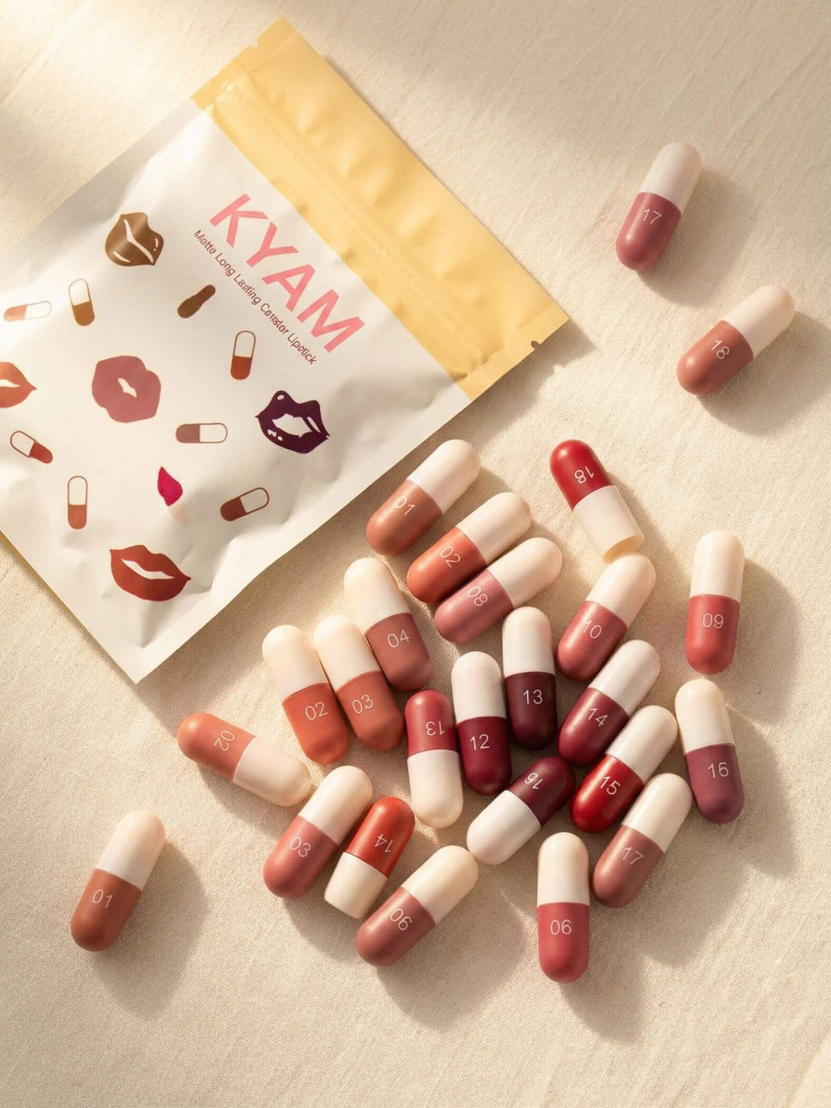 Kyam — Le Kit 18 Capsules Rouges à Lèvres